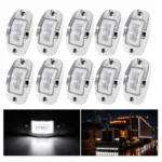 YFD Lighting 10-pack 4-inch white oval LED marker and clearance lights with chrome housings, featuring bright white illumination for trucks and trailers.