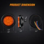 YFD Lighting 2 inch amber marker light dimensions with 2.8 inch overall diameter and 2.2 inch mounting hole