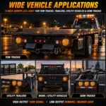 YFD Lighting 4-inch amber LED round light for tow trucks, utility trailers, work vehicles and semi trucks