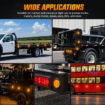 YFD Lighting amber 7-LED round marker lights installed on pickup trucks, flatbed trailers, dump trucks, work trucks and buses for marker and clearance lighting.