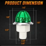 YFD Lighting Green Mini Watermelon LED Marker Light with Chrome Bezel, 1.42-Inch Diameter and 1.93-Inch Overall Height