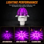 YFD Lighting Purple Mini Watermelon LED Light Showing Low Brightness, High Brightness and Flashing Modes with Violet Starburst Light Projection