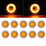 YFD Lighting round amber LED marker lights multipack with chrome bezel and 3D illuminated abyss glow