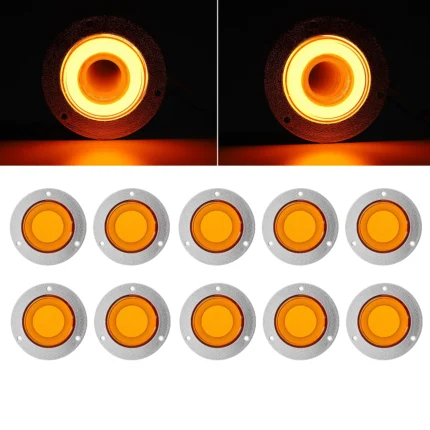 YFD Lighting round amber LED marker lights multipack with chrome bezel and 3D illuminated abyss glow