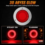 YFD Lighting round red LED marker light with 3D abyss glow, steady-on and flashing lighting modes