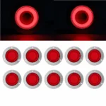 YFD Lighting round red LED marker lights multipack with chrome bezel and 3D illuminated abyss glow