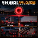YFD Lighting round red LED marker light installed on semi trucks, trailers, pickup trucks and RVs