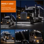 YFD Lighting white oval LED clearance lights for 12-24V semi trucks, pickup trucks, trailers and RVs, featuring bright white marker lighting for vehicle customization.