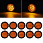 YFD Lights 10-pack amber round LED marker lights with black rubber mounting grommets, showing ten lights in two rows and two steady-on amber lighting views.